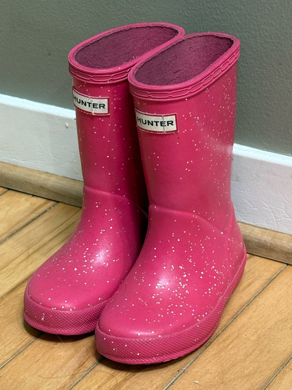 Hunter Kids Hot Pink Glitter Rain Boots